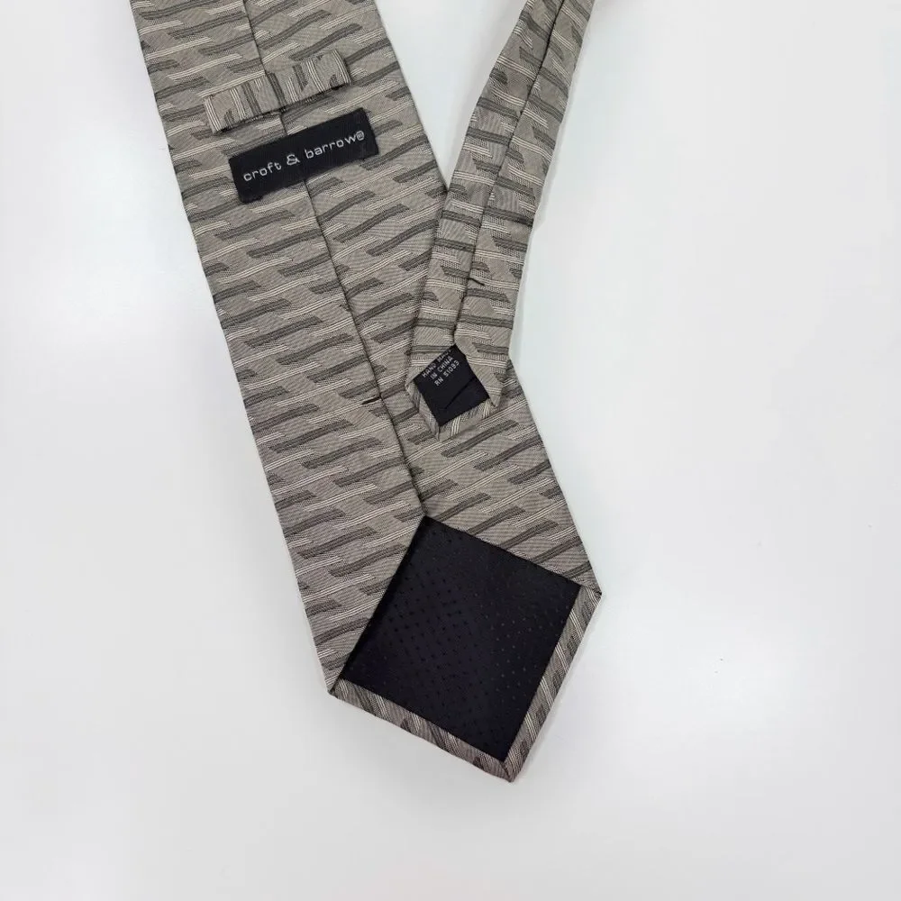 Croft &‎ Barrow Patterned Silk Men's Neck Tie Taupe Tan Grey